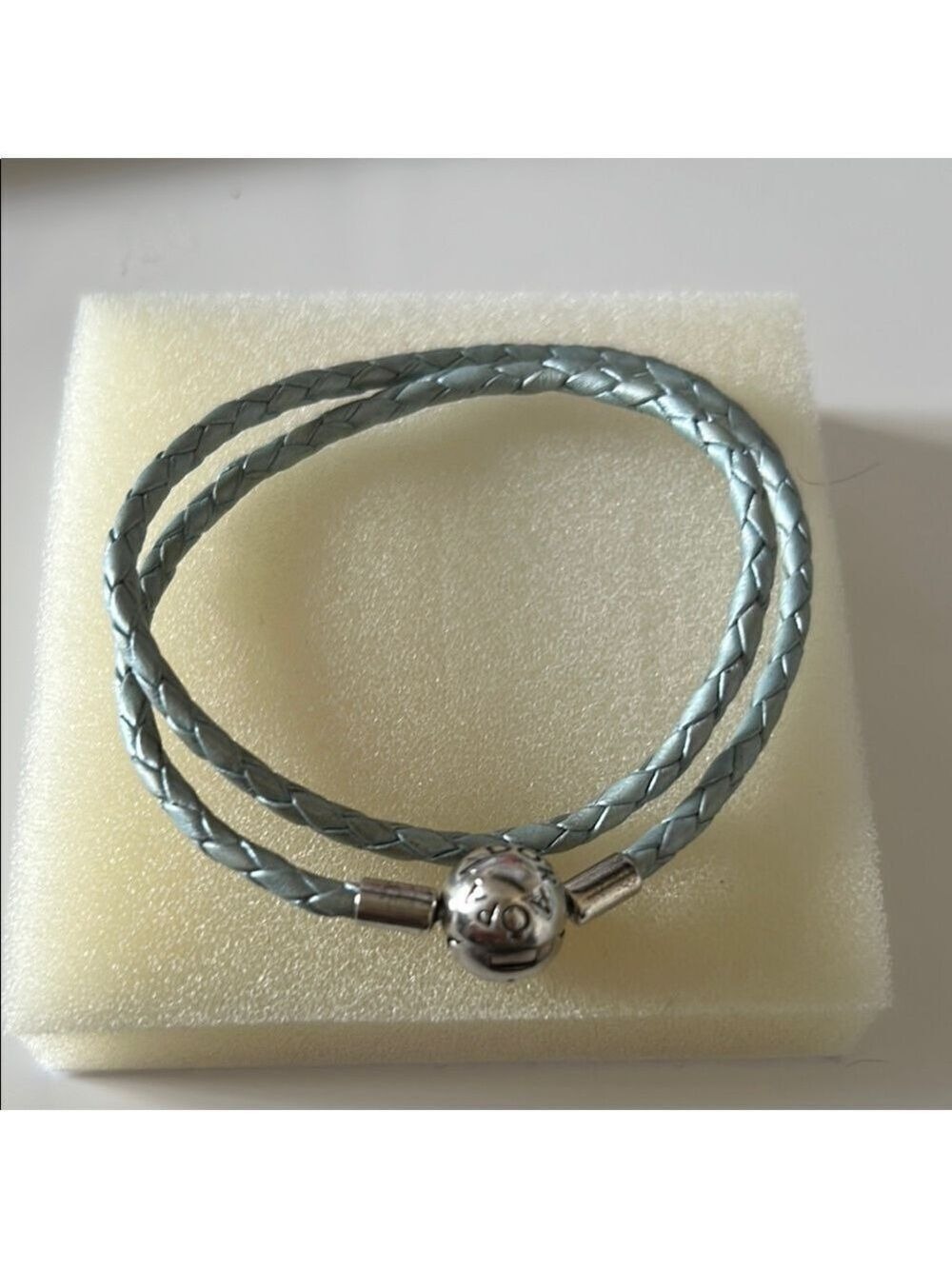 Silver and light blue Braided Women's Bracelet from Pandora